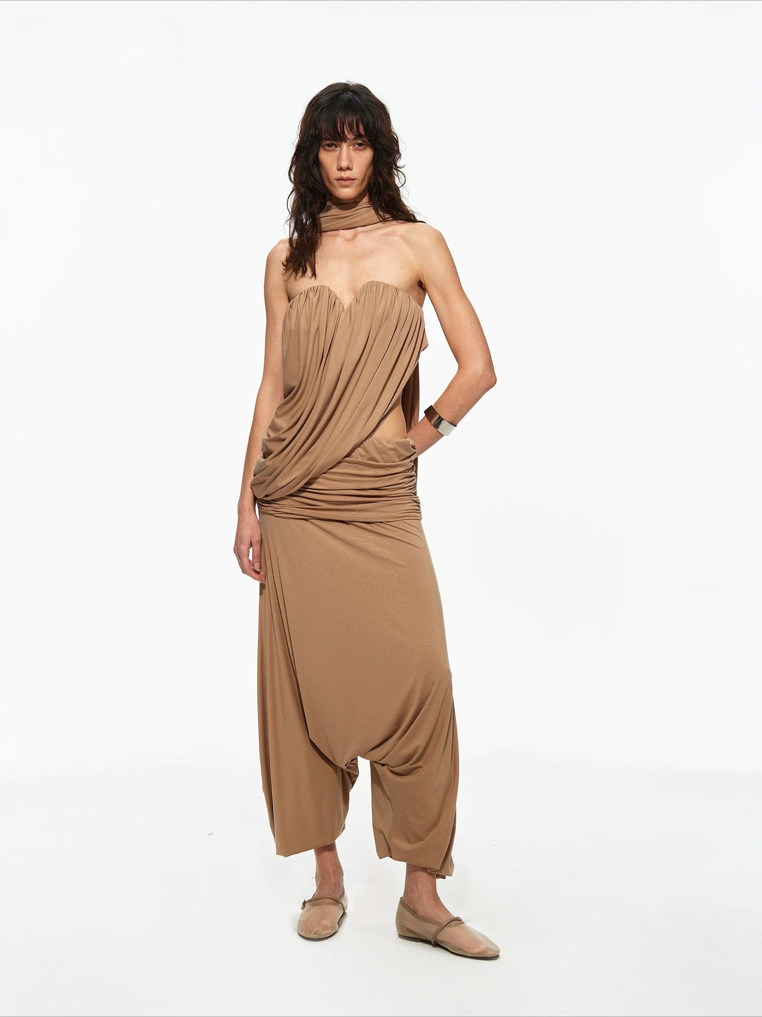 Pleated Bandeau Pants Set