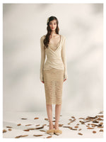 Embroidered Lace Fishtail Dress