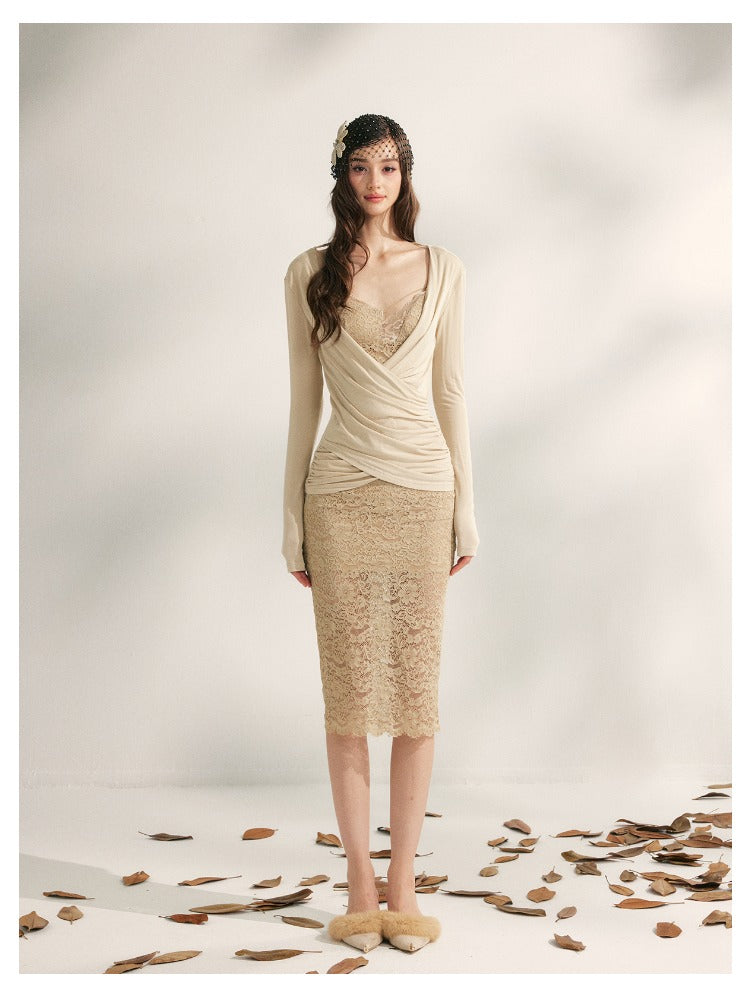 Embroidered Lace Fishtail Dress