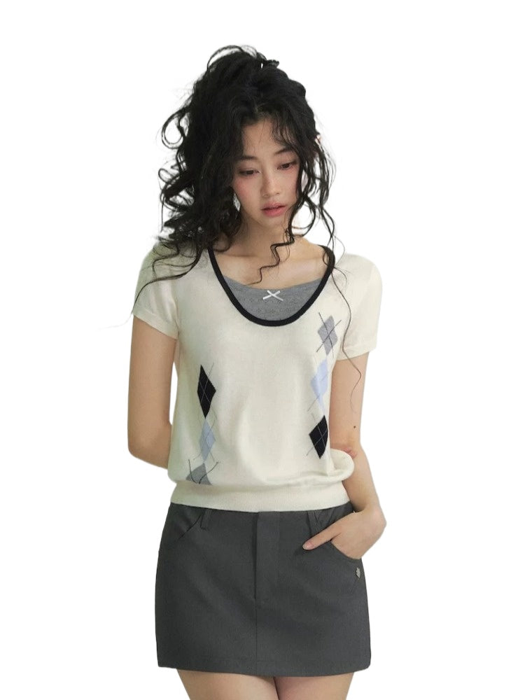 Argyle Layered Short Tee