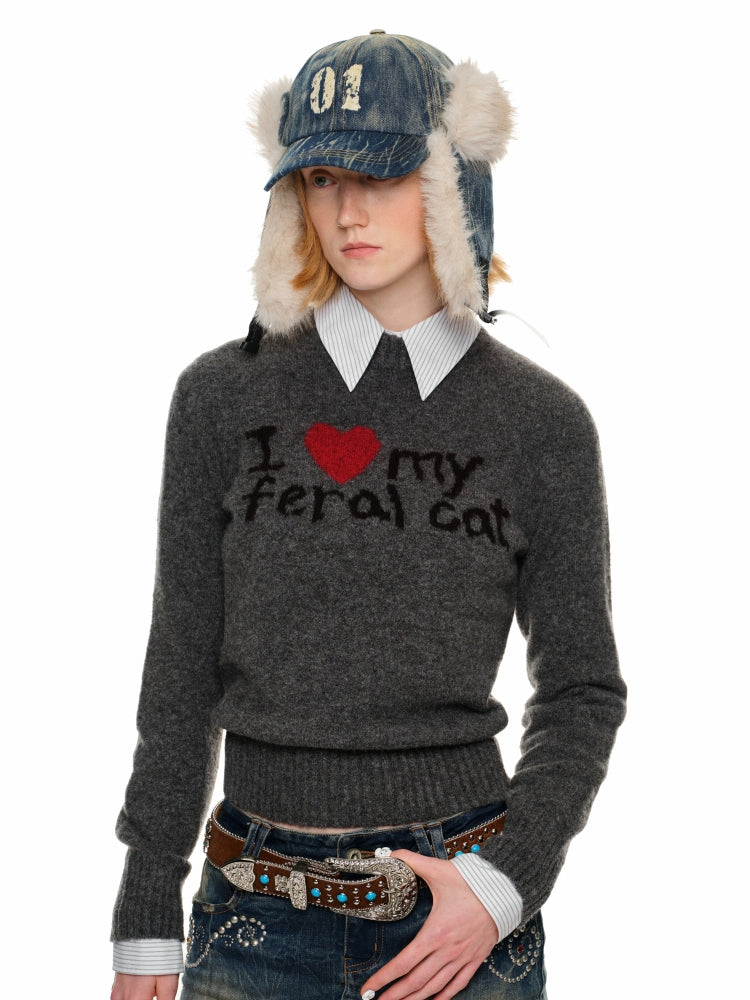 Letter Heart Jacquard Sweater