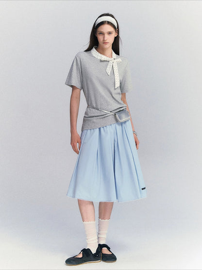 Lace Pleated Midi Skirt