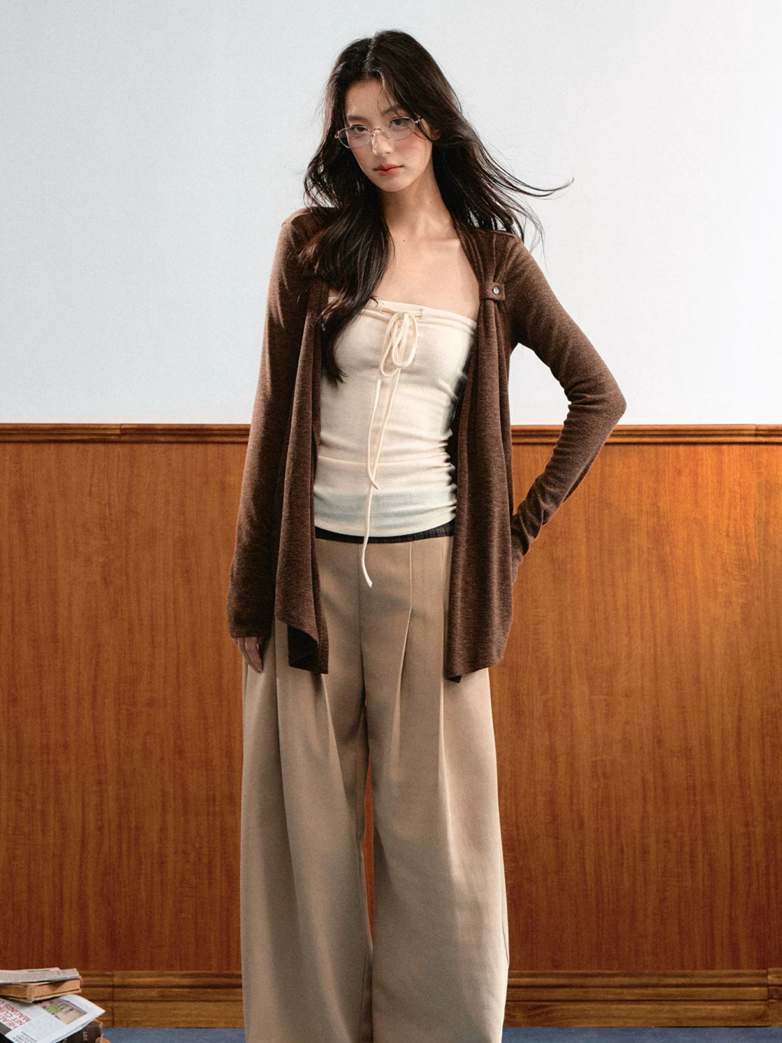 Tie Bust Cardigan Set