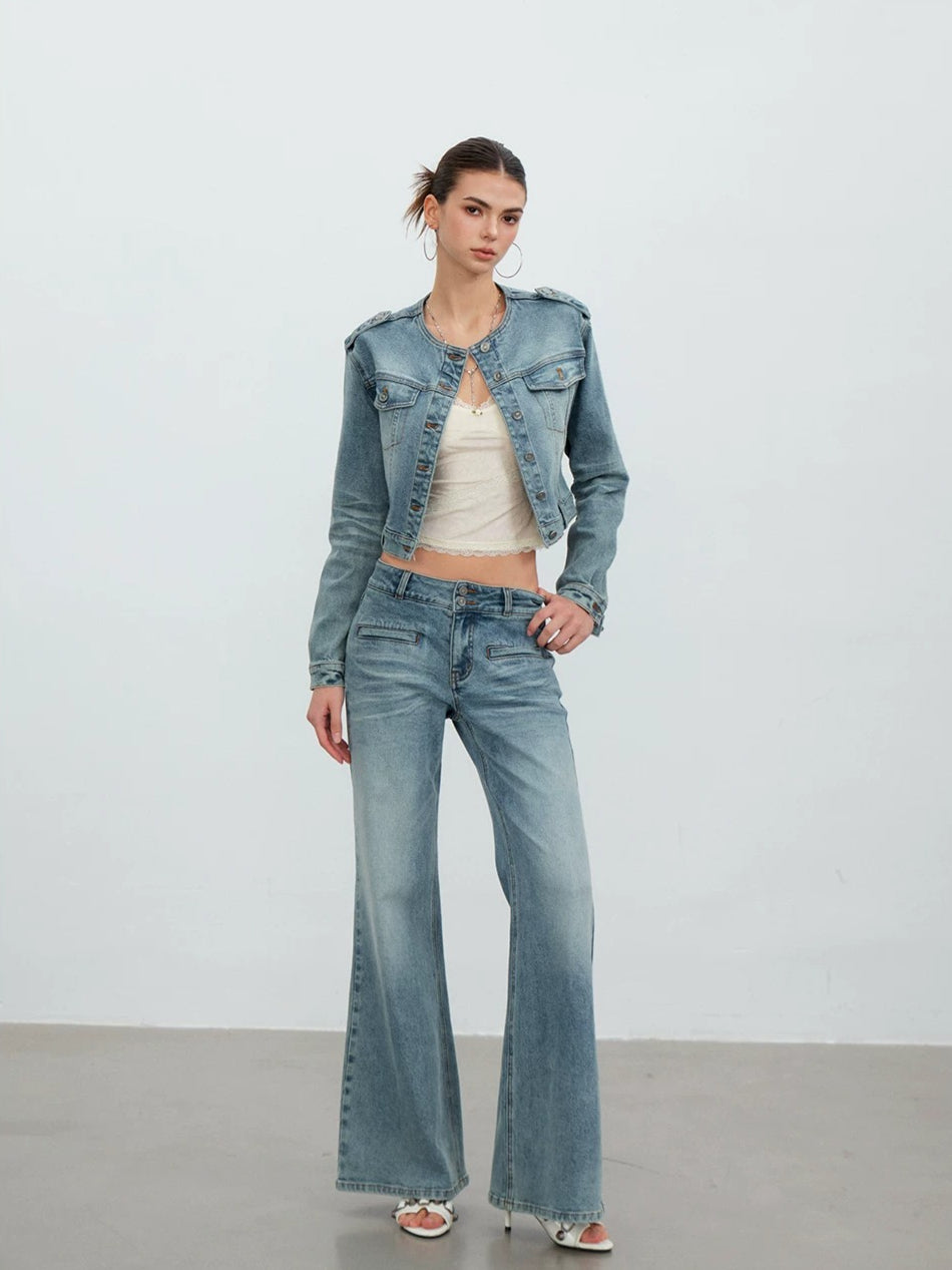 Double Button Flare Jeans