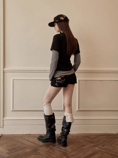 Bone Embroidery Sweat Shorts