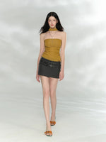 Asymmetric Belt Mini Skirt
