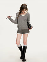Gray Contrast Sweater & Scarf Set