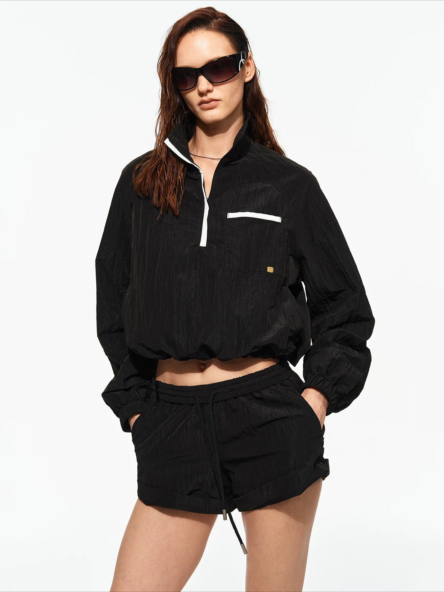 Airy Zip Shorts Set