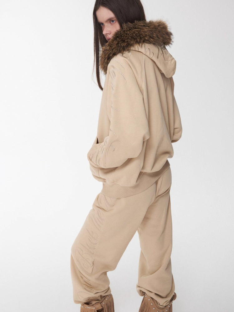 Script Embroidery Hoodie Sweat Set