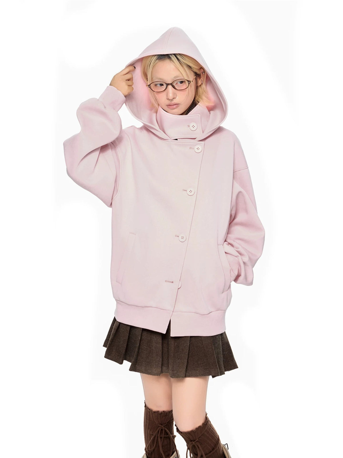 Academy Button Cropped Hoodie