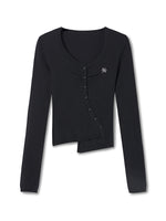 Silk Wool Embroidered Asymmetric Bottoming Top