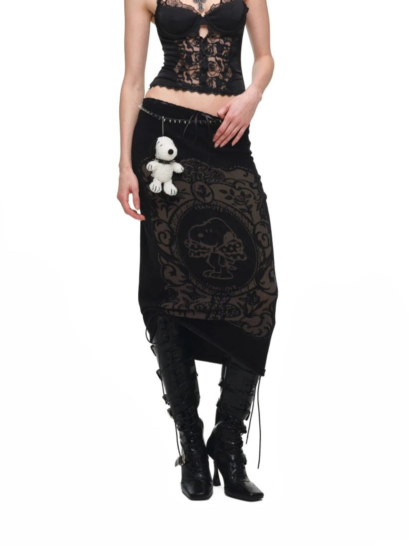 Burnout Knit Midi Skirt