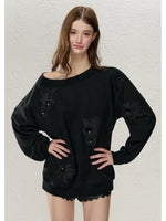 Asymmetric Shoulder Oversized Sweatshirt