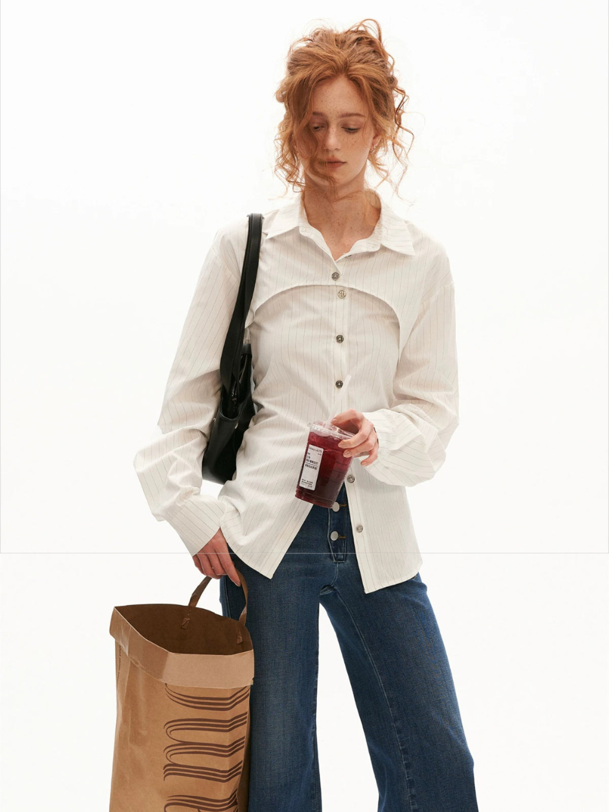 Striped Layered Tie Waist Shirt