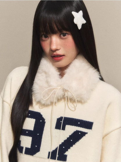 Detachable Fur Collar Sweater