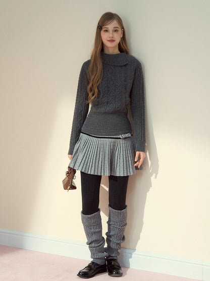 Cable-Knit Mock-Neck Sweater
