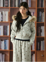 Bear Print Hooded Zip Jacket