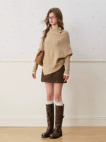 Irregular Fold High Neck Knit Sweater