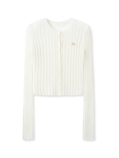 Alpaca Mohair Slim Fit Hollow-out Knit Top