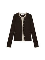 Contrast Layered Wool Blend Cardigan