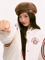 White Contrast Varsity Jacket