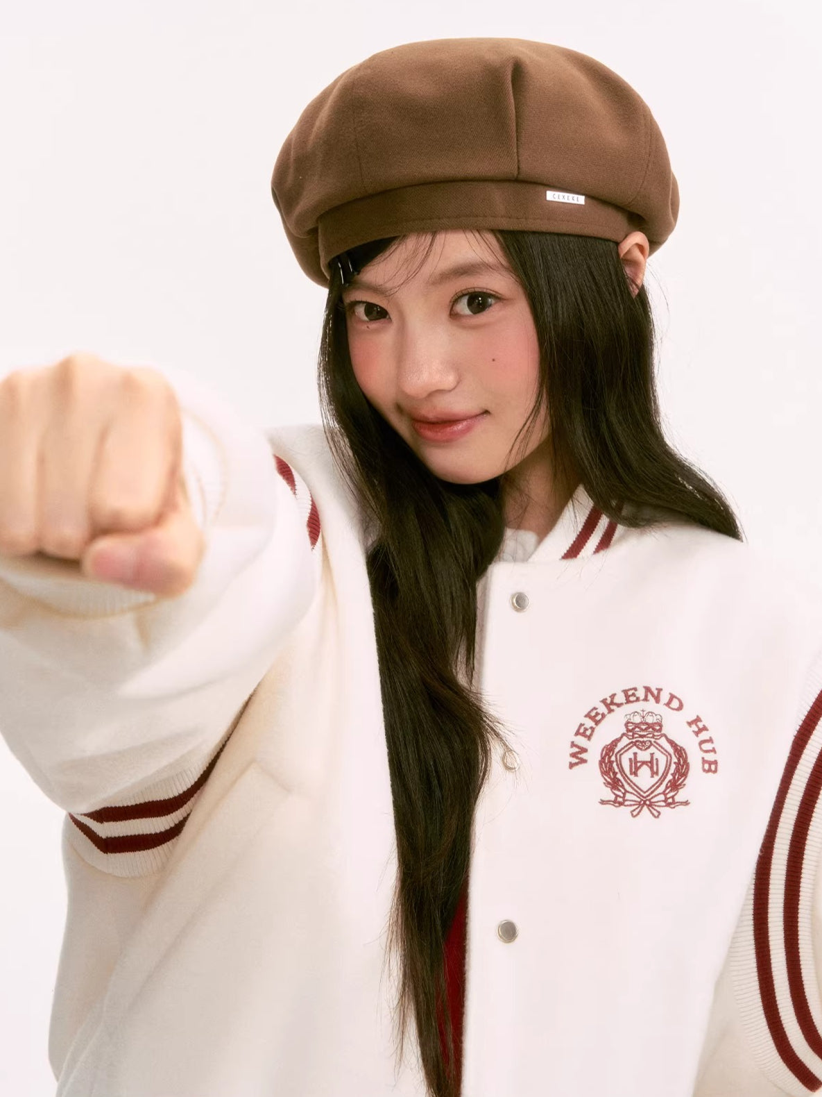 White Contrast Varsity Jacket