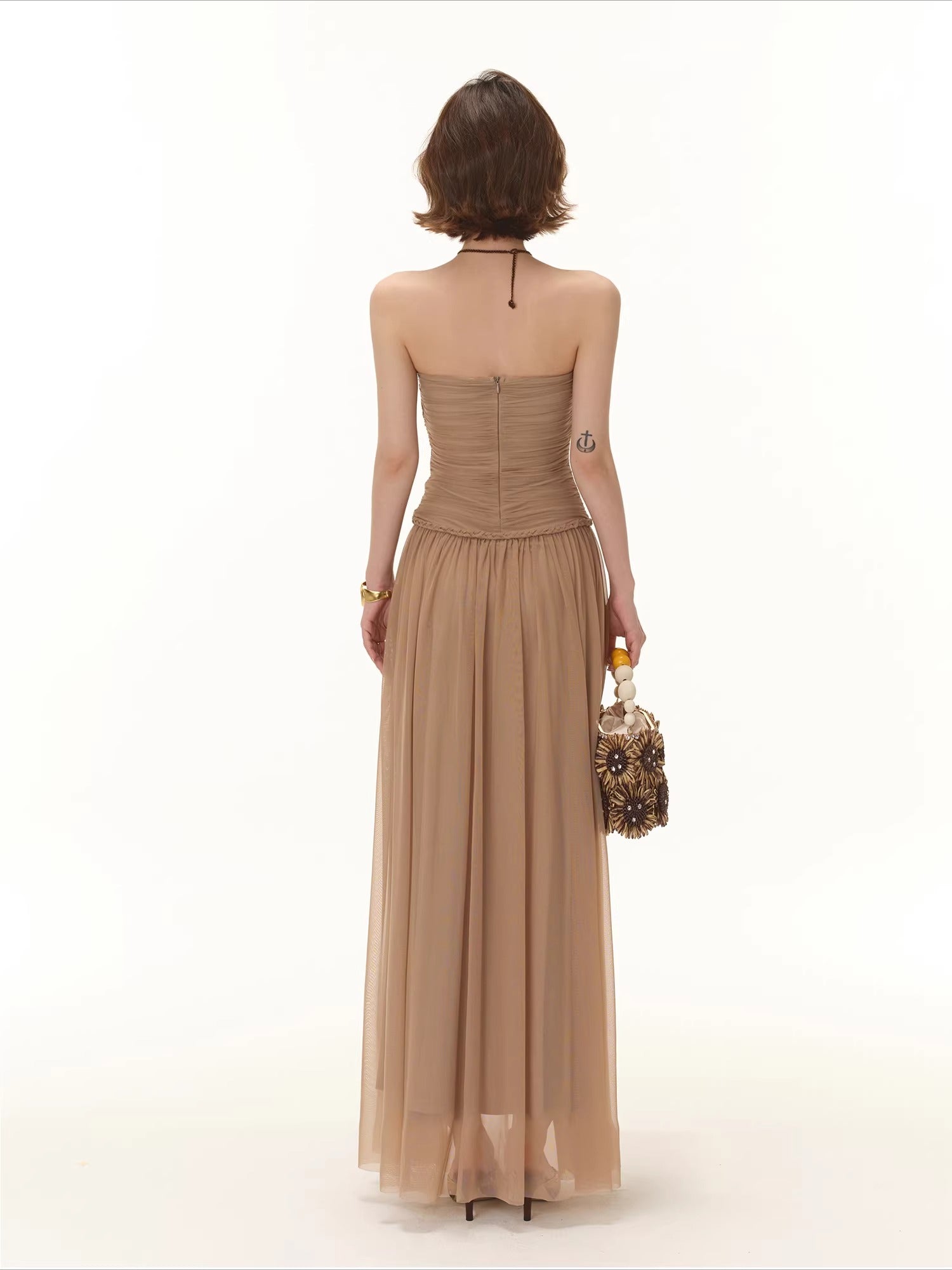 Braided Waist Strapless Maxi Dress