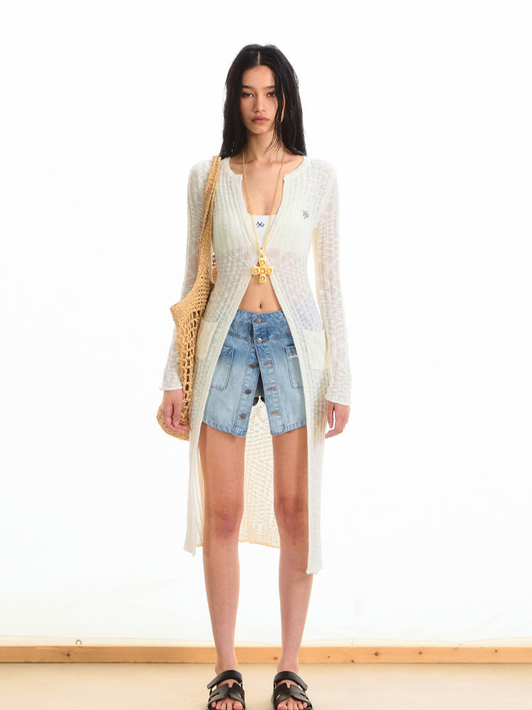 Anti-Pilling Round Neck Lightweight Knit Cardigan