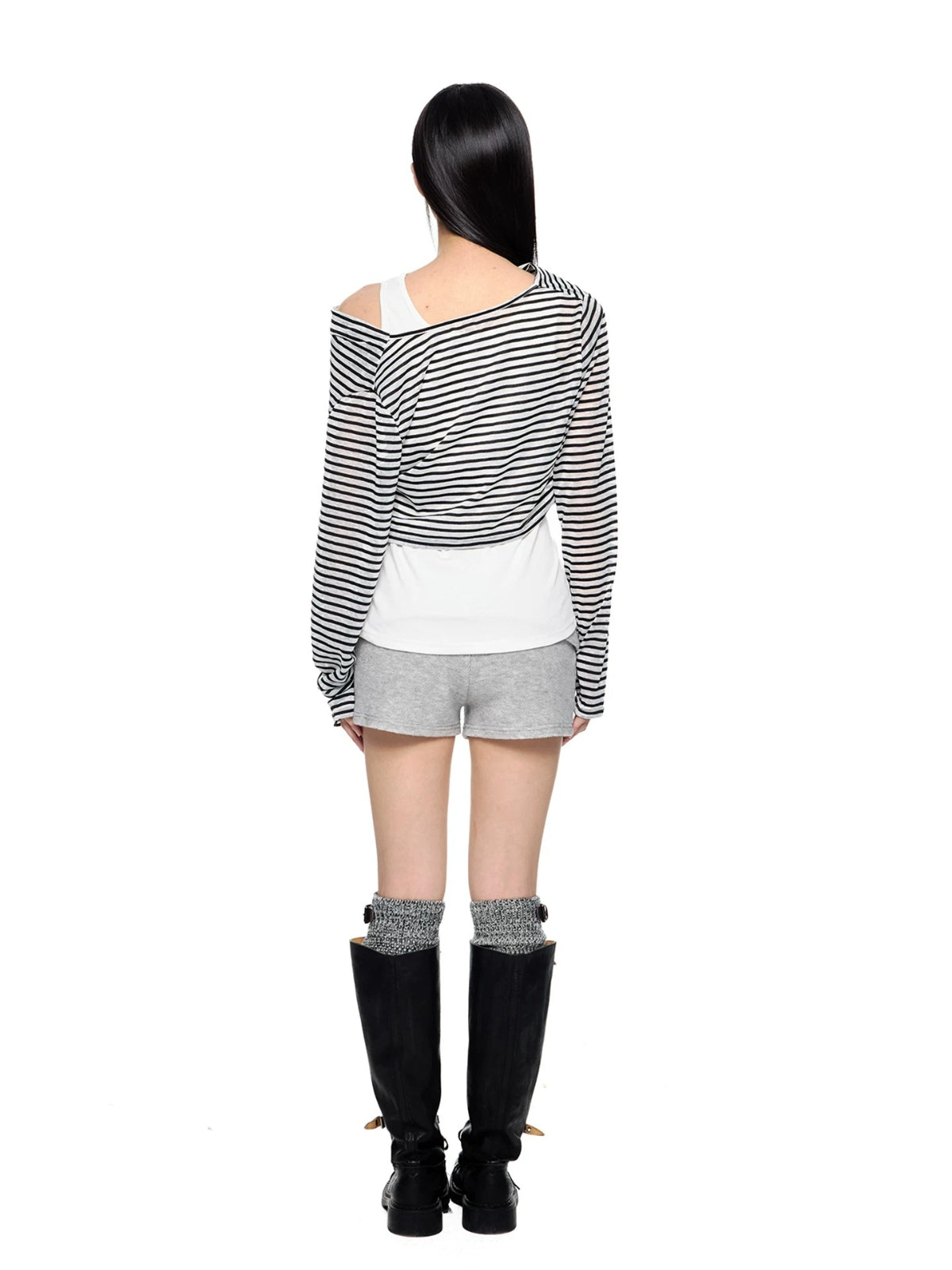 Asymmetric Striped Layering Top