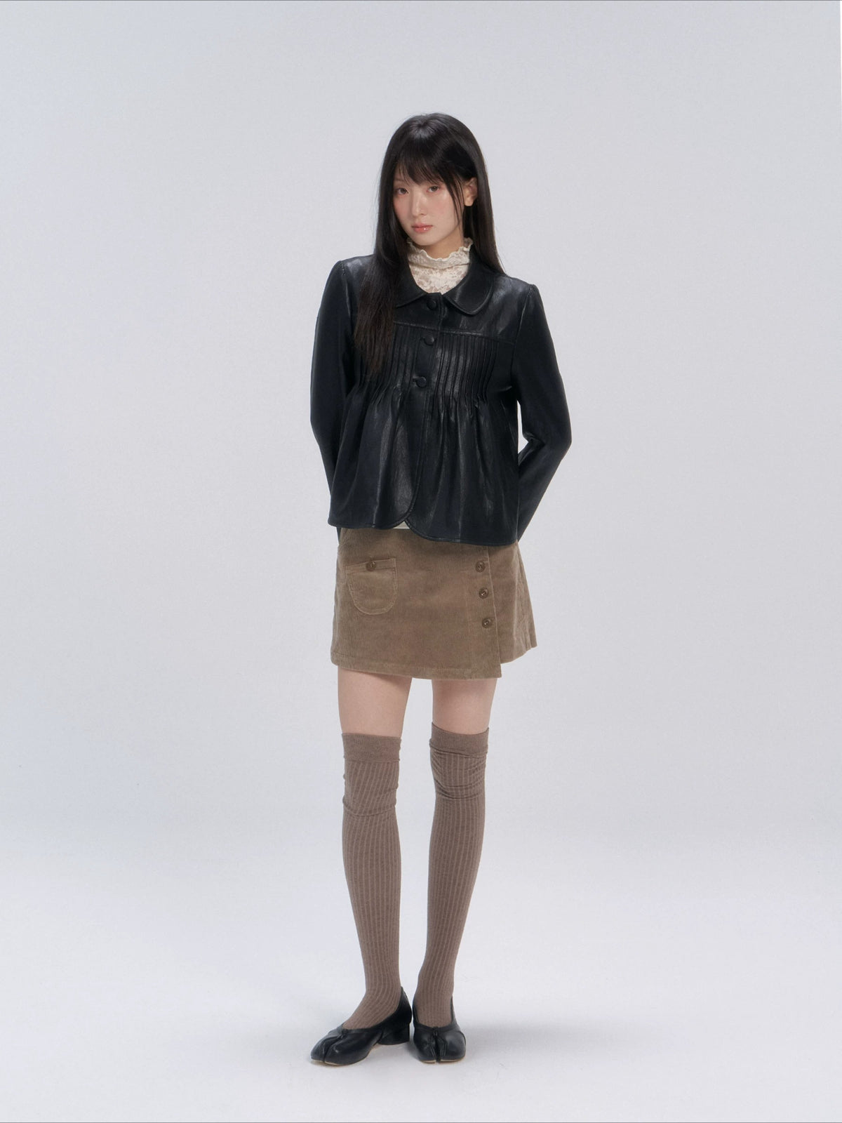 Oat Gray Corduroy Mini Skirt