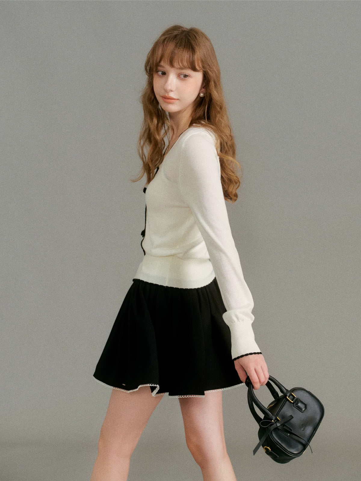 Bow Trim Knit Set