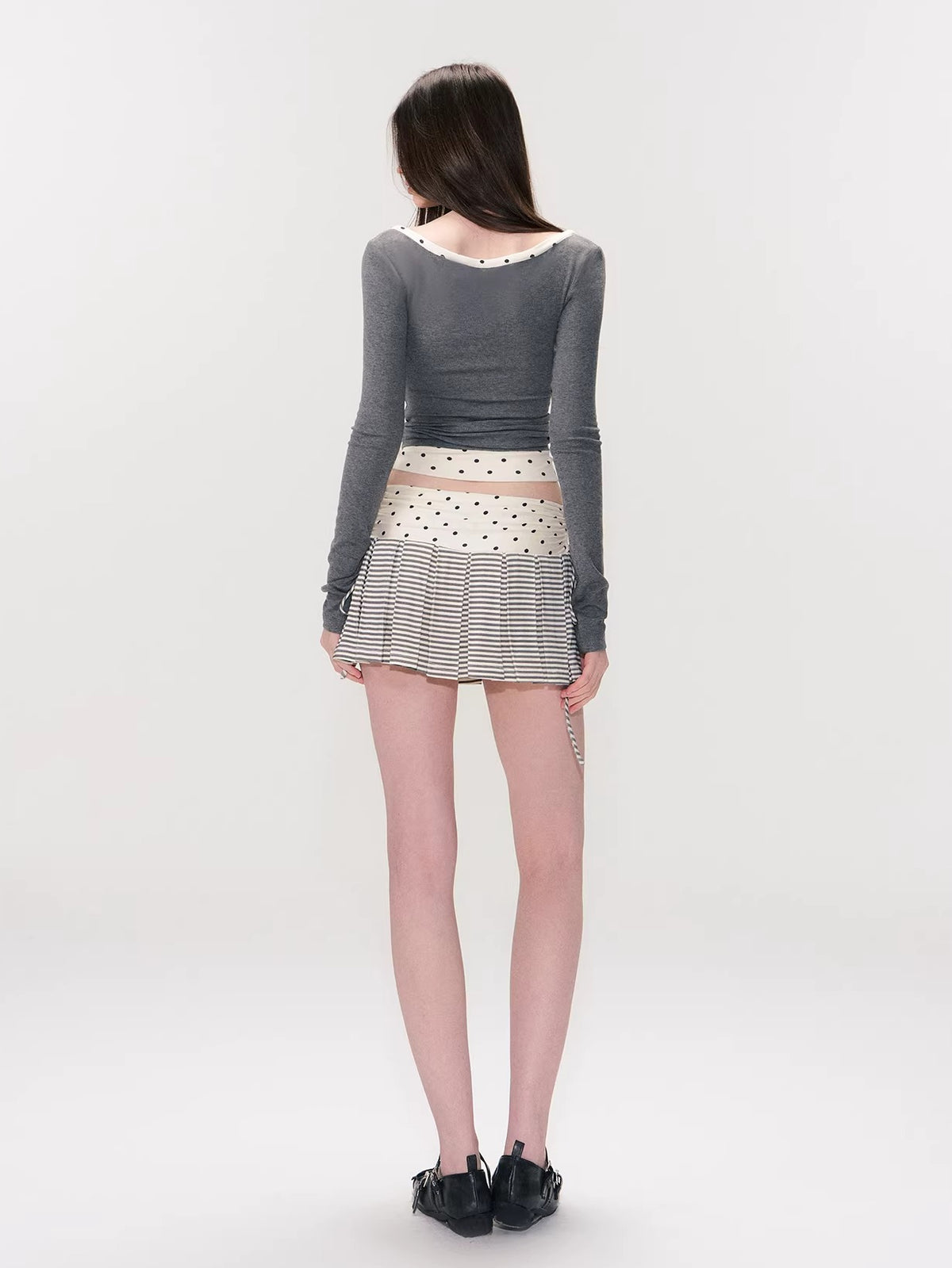 Pink &amp; Gray Polka Layer Tee