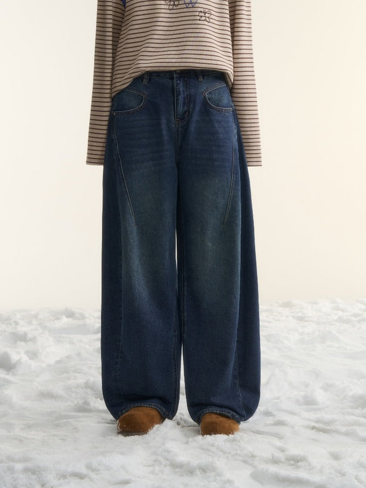 Vintage Washed Seam Denim Pants