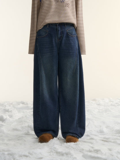 Vintage Washed Seam Denim Pants