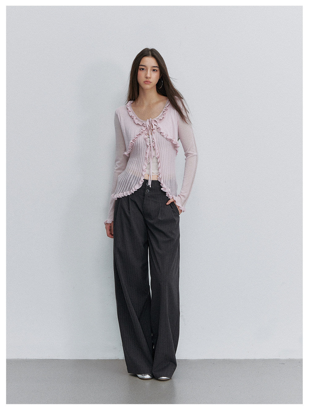 Pinstripe Wide Leg Trousers