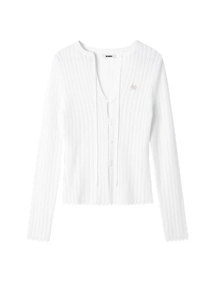 Faro Knit Sheer Tie Top