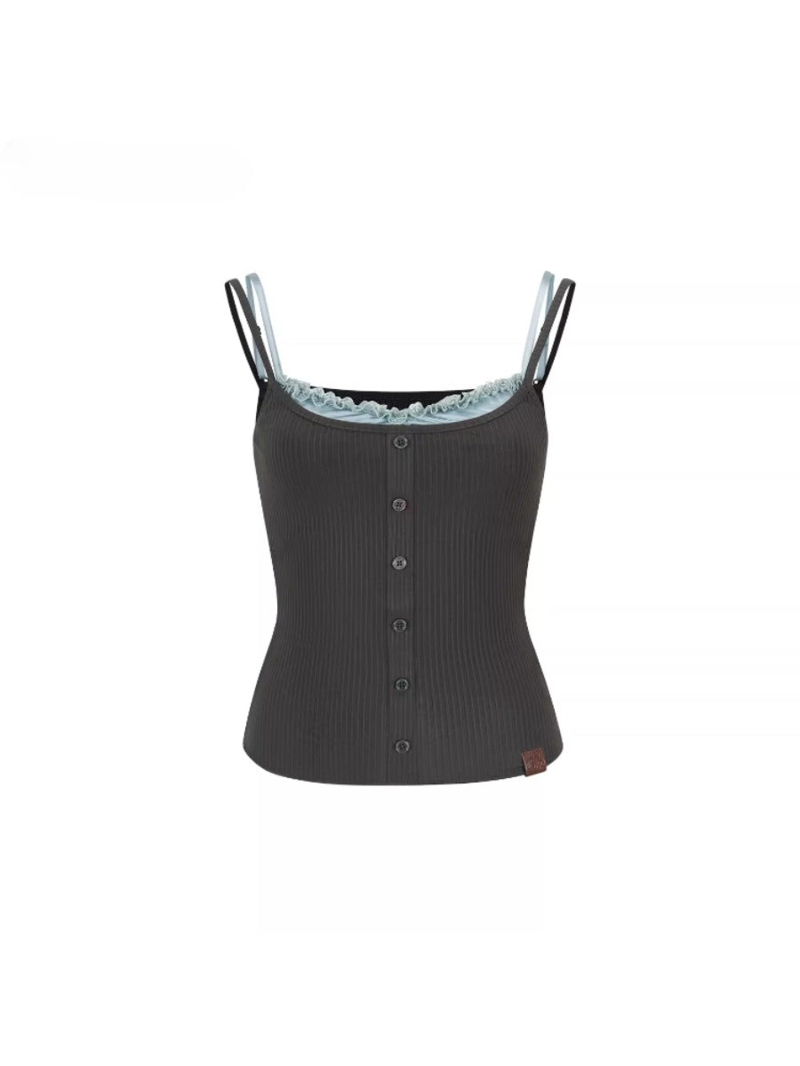 Lace Trim Rib Tank