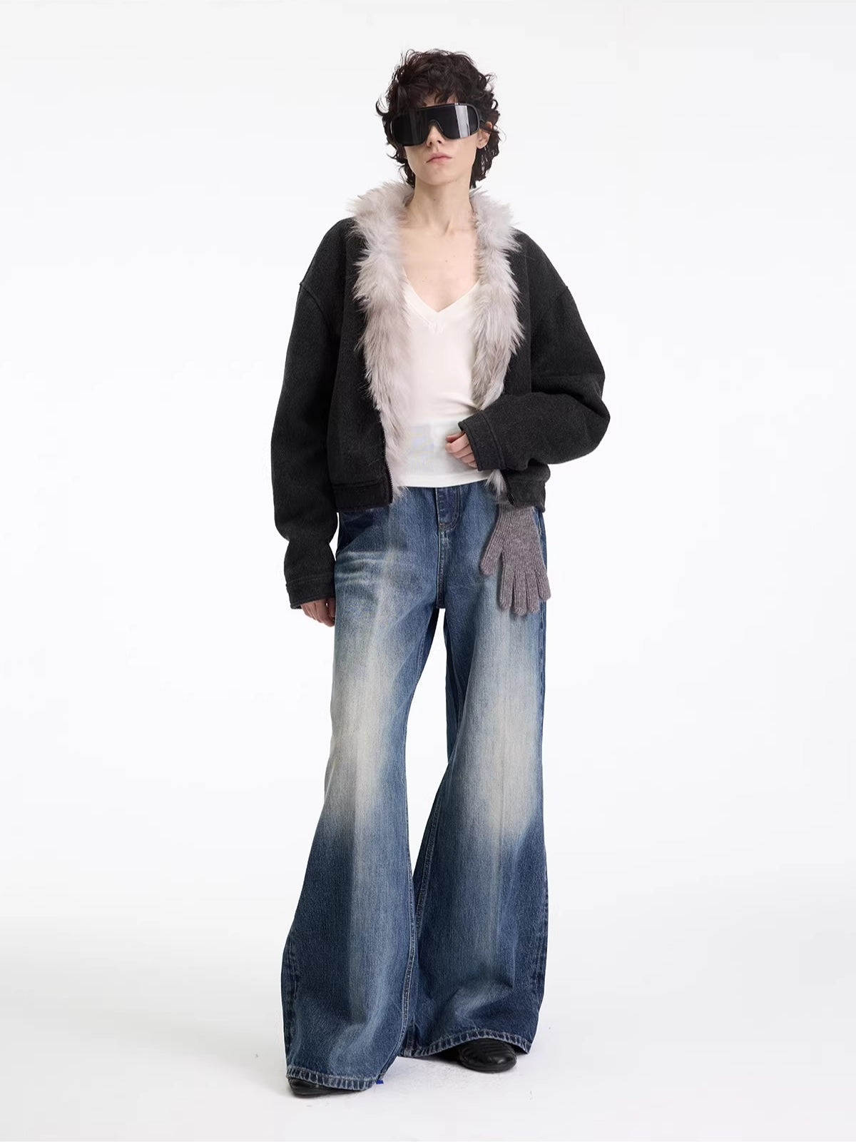 Laser Wash Straight Jeans