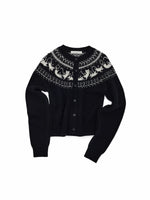 Fair Isle Cat Crewneck Cardigan