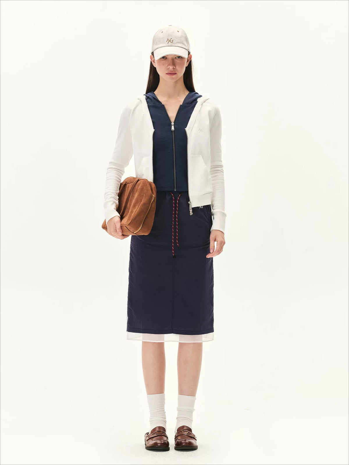 Contrast Double-Placket Hoodie