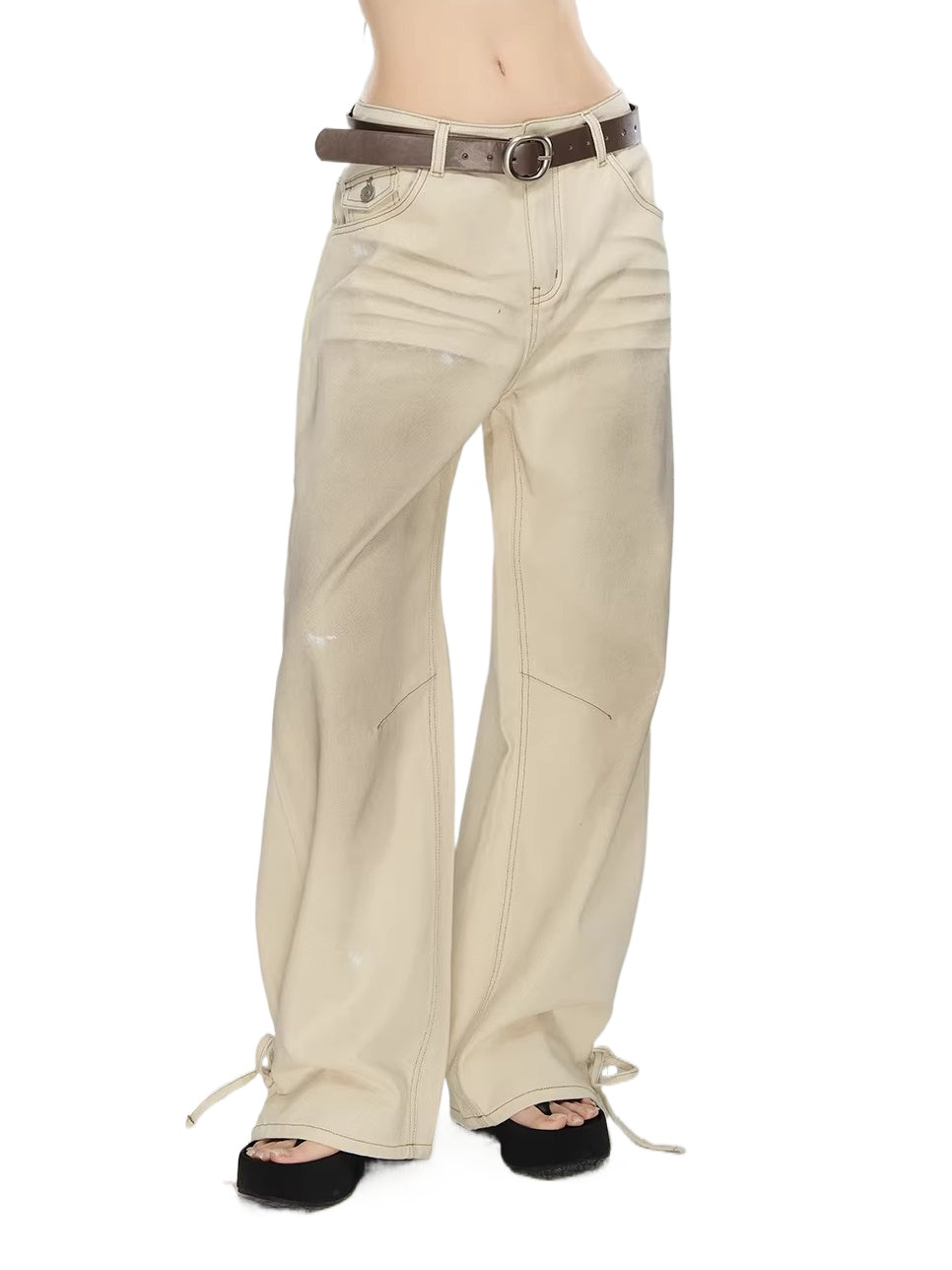 Apricot Washed Denim Pants