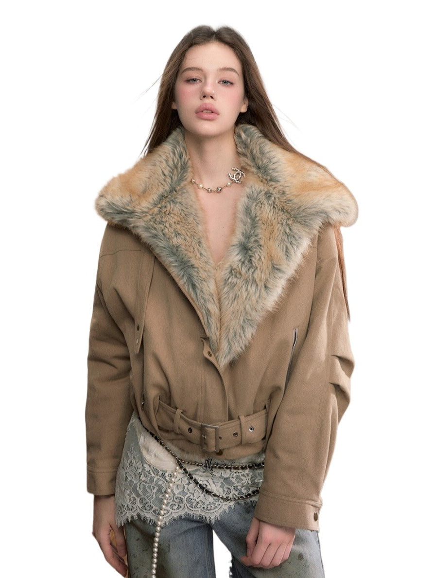 Gradient Faux Fur Cotton Coat
