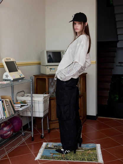 Jacquard Embroidered Multi-pocket Cargo Pants