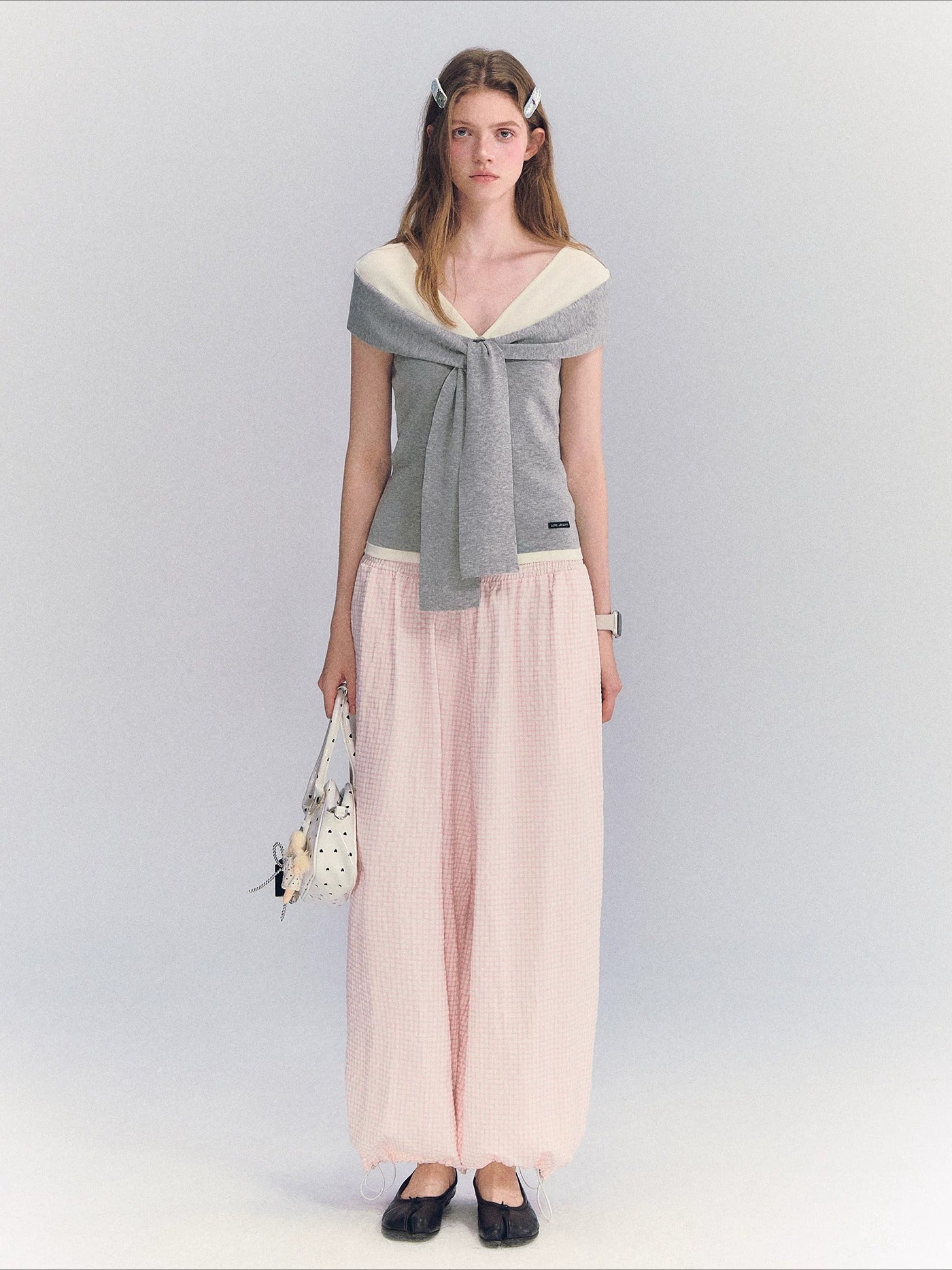 Contrast Off Shoulder Tee