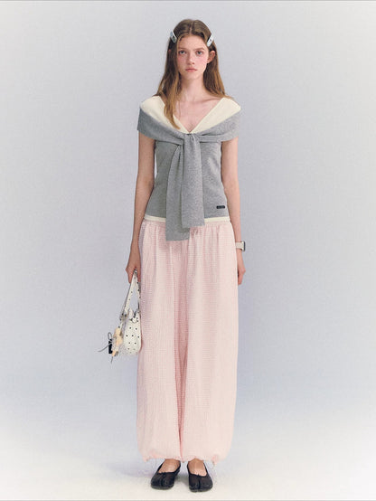 Contrast Off Shoulder Tee