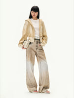 Washed Suede Detail Jeans