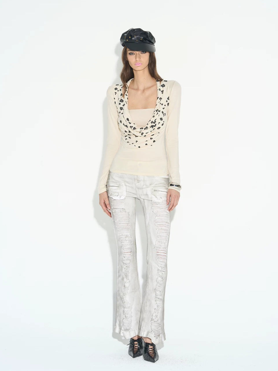 Leopard Twist Cowl Top