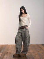 Patchwork Fox Fur Knit Top & Fur Scarf Set