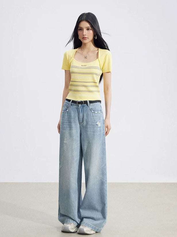 Layered Square-Neck Top