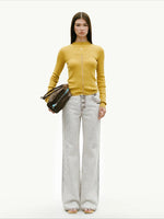 N4 Contrast Suede Straight-Leg Pants